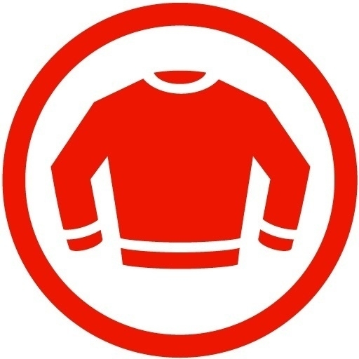 Red Sweater company logo featuring a red sweater silhouette within a red circle.